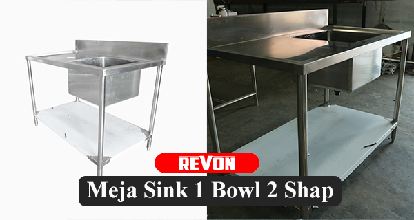 meja sink 1 bowl 2 shap bahan tebal stainless steel lampung sleman bandung jakarta bekasi bandung