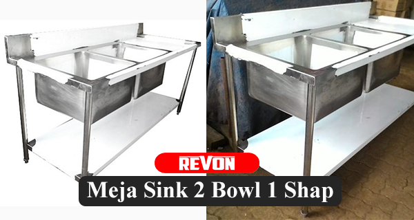 meja sink 2 bowl 2 shap stainless steel yogyakarta lampung surakarta bandung
