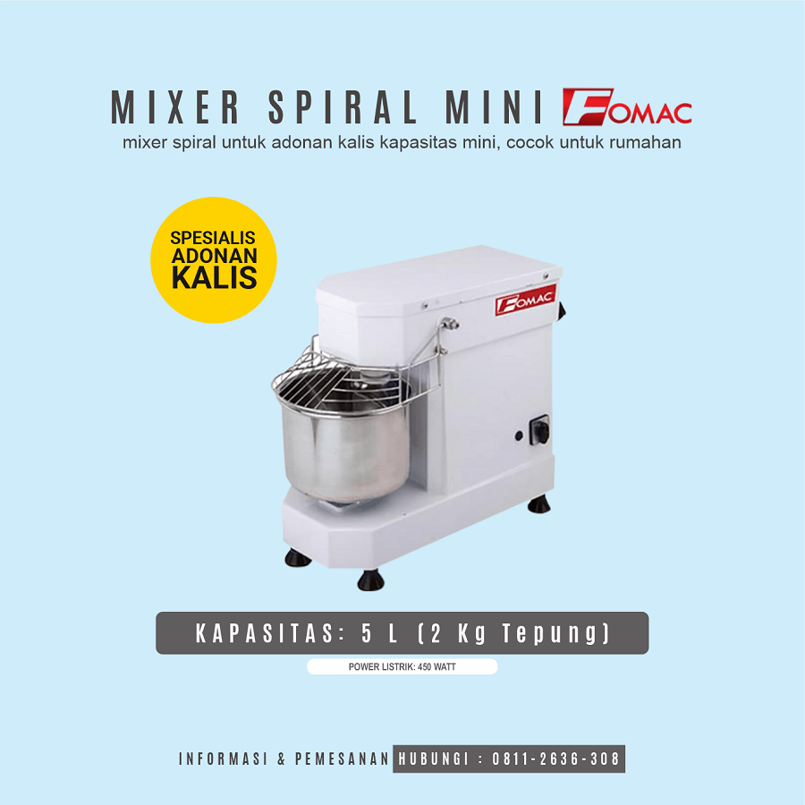 Jual Mixer Spiral 2 Kg 5 Liter Jogja Untuk Adonan Roti & Donat