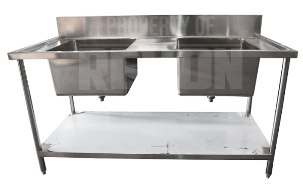 Meja Cuci Piring Stainless 2 Bowl 2 Shap