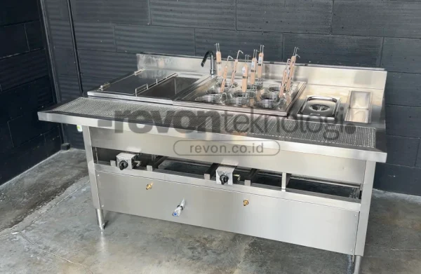 Kompor Mie Ayam Stainless 9 Lubang Plus Extra Chamber Kuah