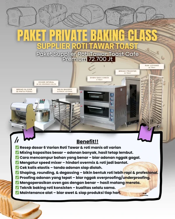 Paket Private Baking Class Roti Tawar Supplay Toast Cafe