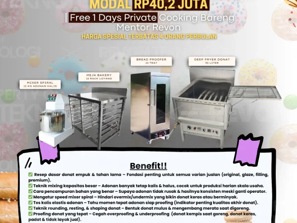 Paket Usaha Donat Free Private Class 1 Hari Bareng Mentor Revon