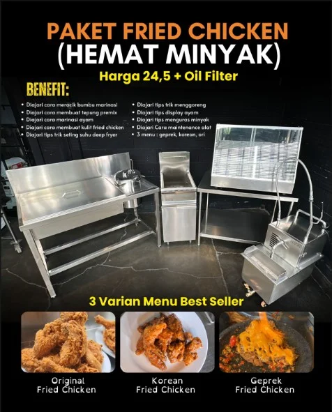 Paket Usaha Fried Chicken Hemat Minyak Maksimal Free Private Class
